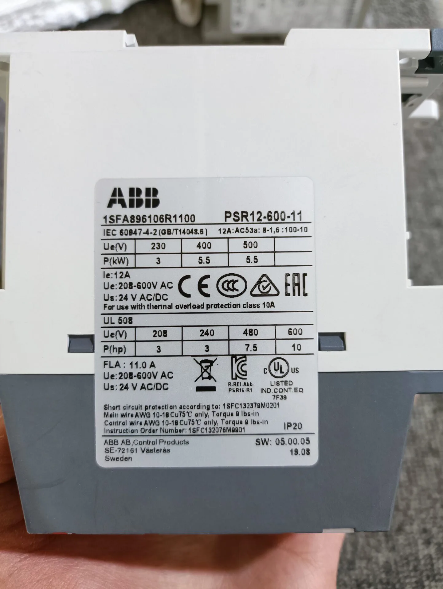 ABB PSR12-600-11 1SFA896106R1100 4
