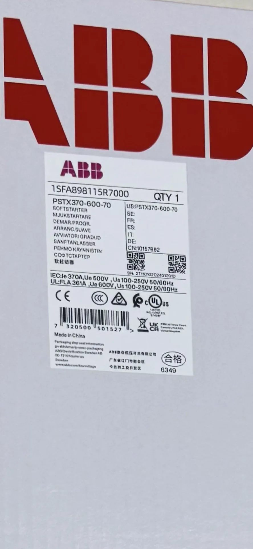 ABB PSTX370-600-70 1SFA898115R7000 6
