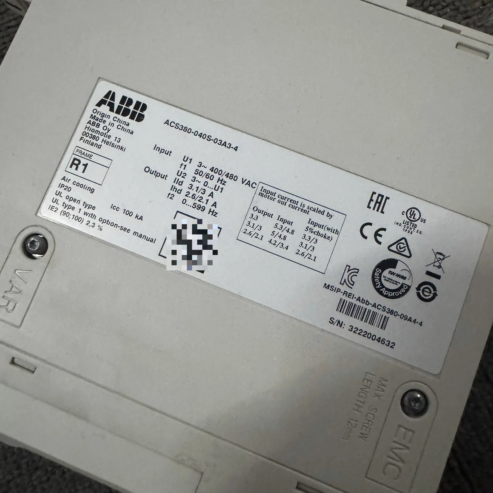 ABB ACS380-040S-03A3-4 3