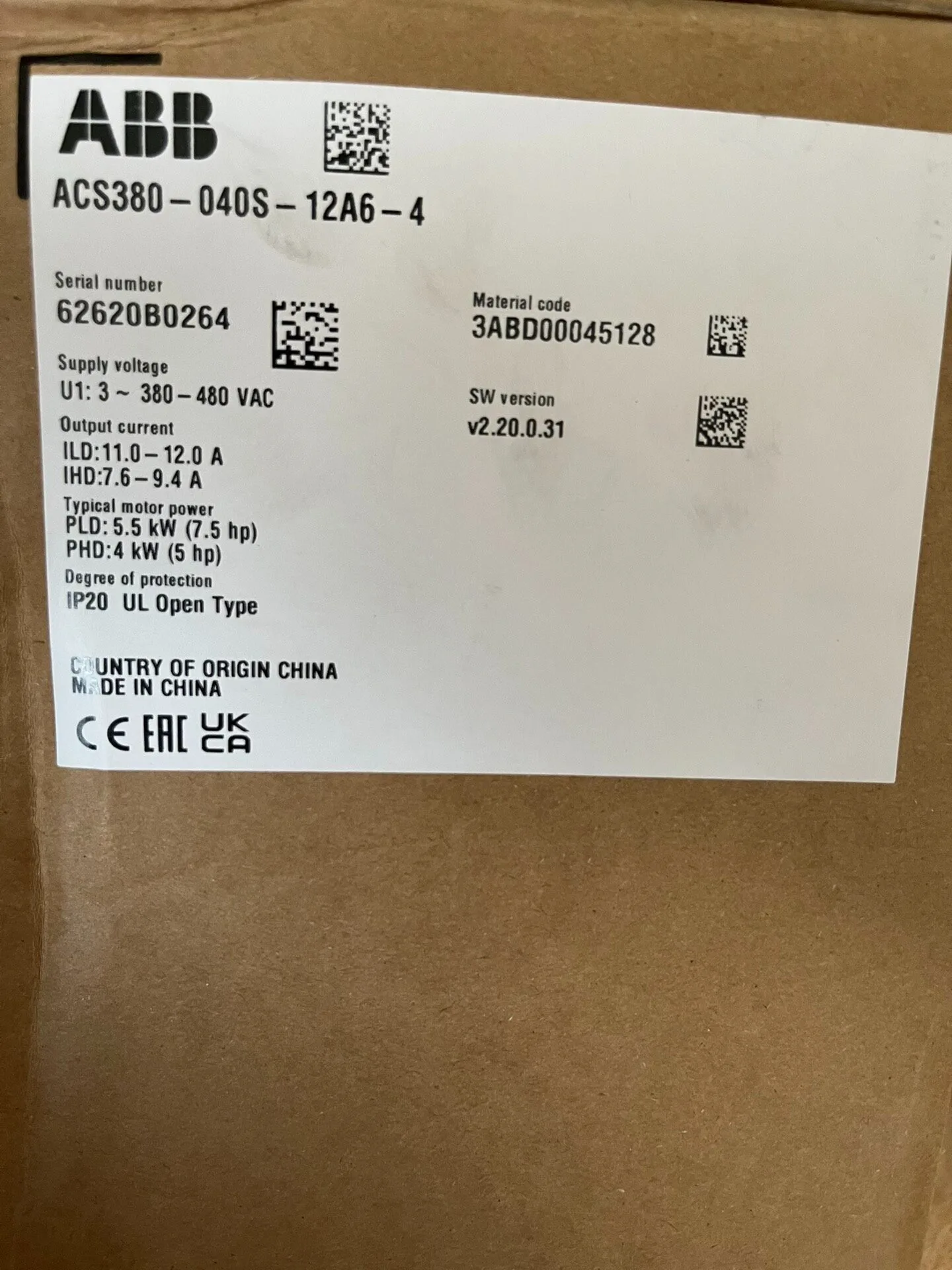 ABB ACS380-040S-12A6-4