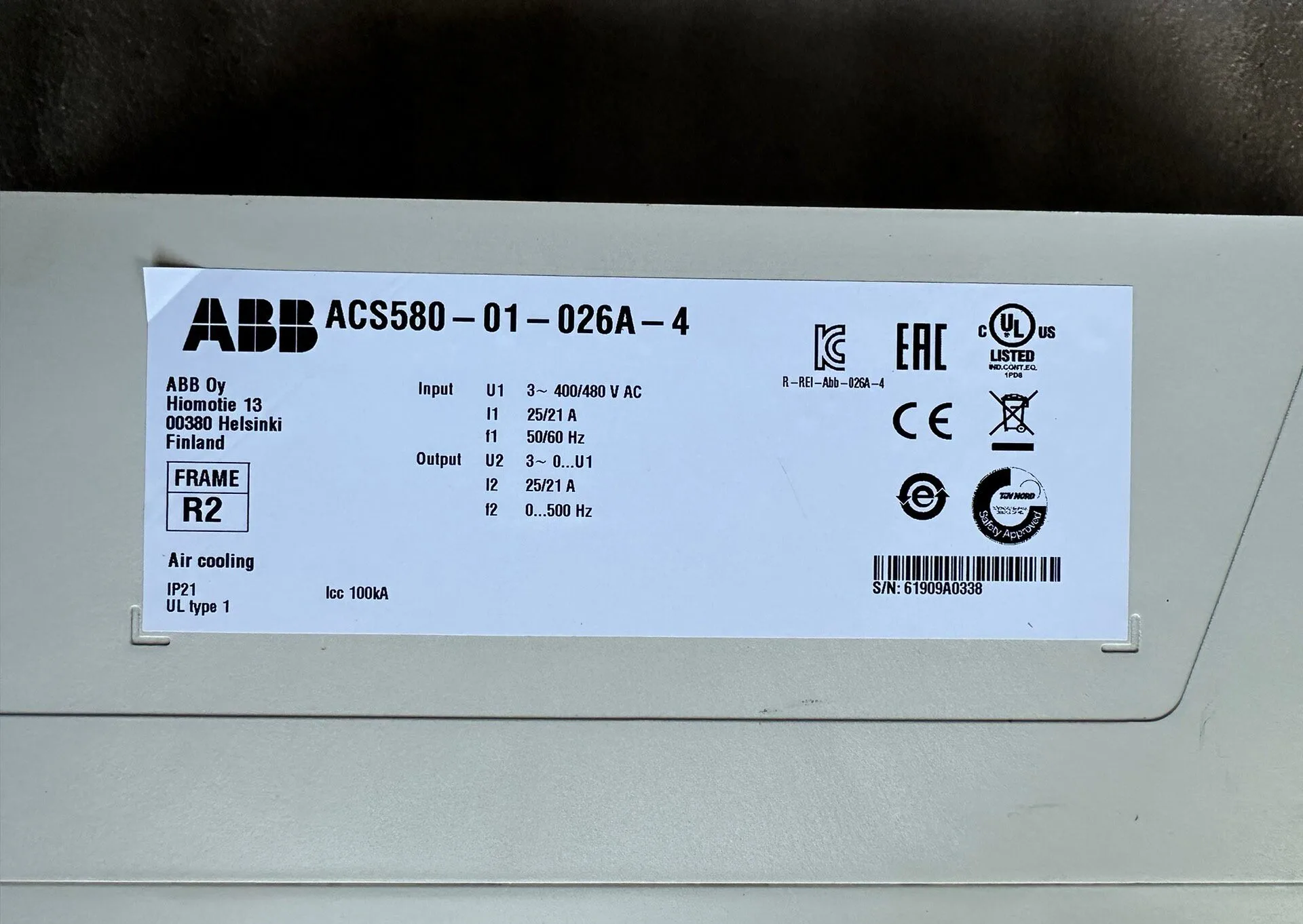 ABB ACS580-01-026A-4 5