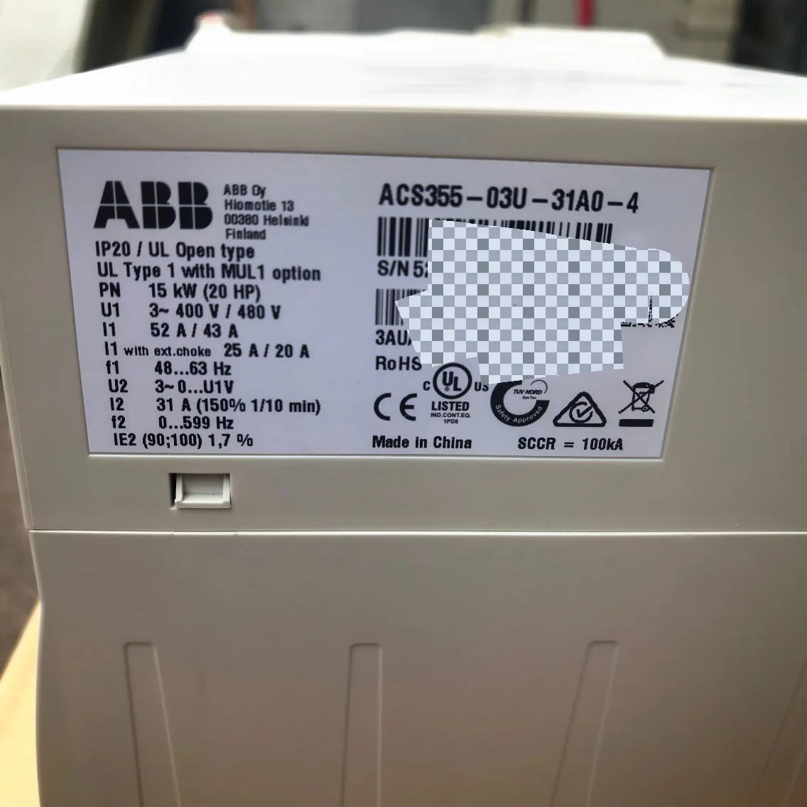 ABB ACS355-03U-31A0-4 4