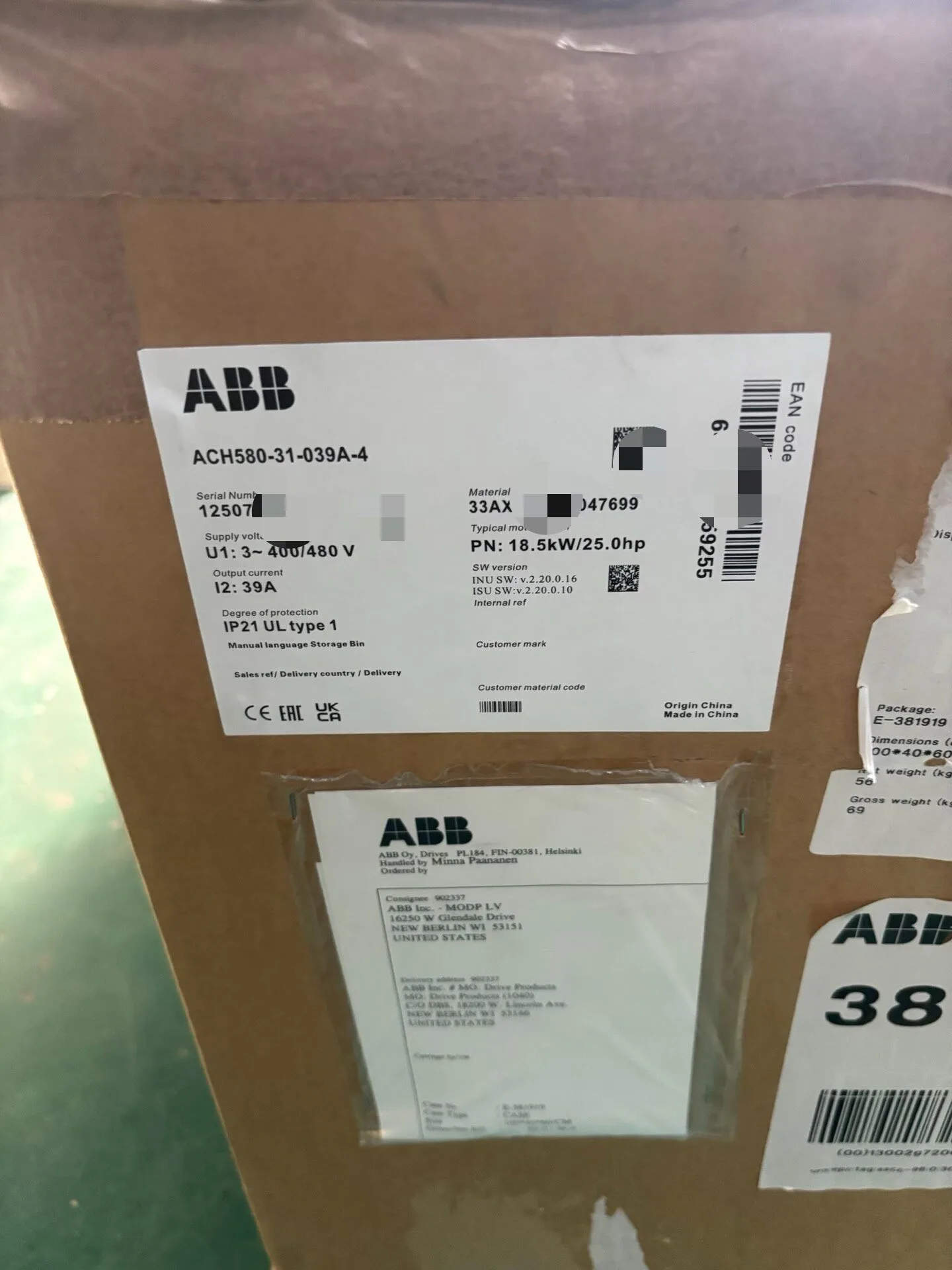 ABB ACH580-31-039A-4 5