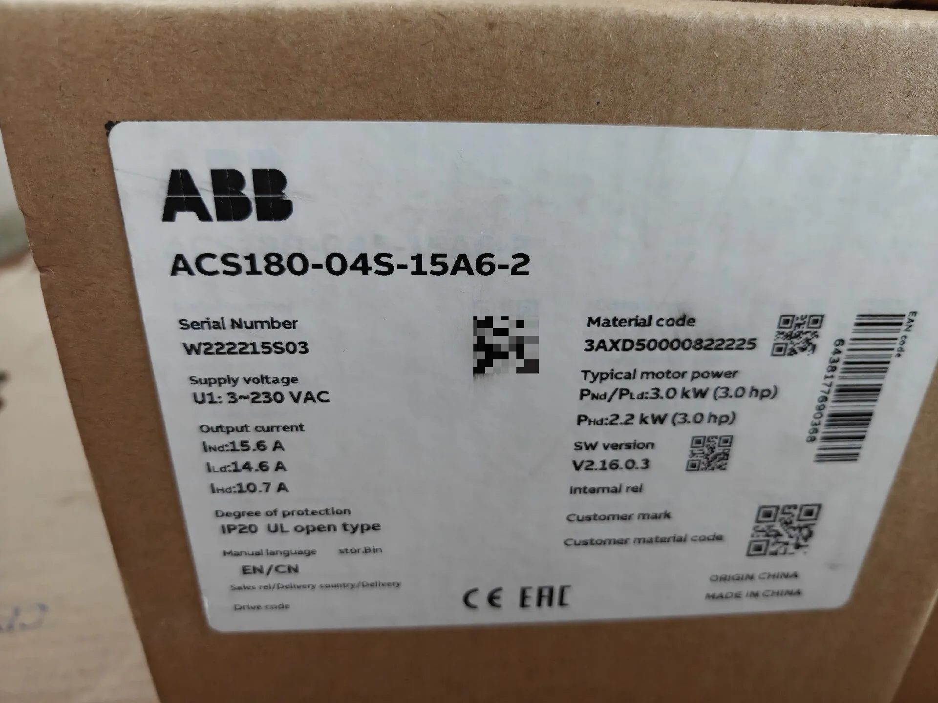 ABB ACS180-04S-15A6-2 2