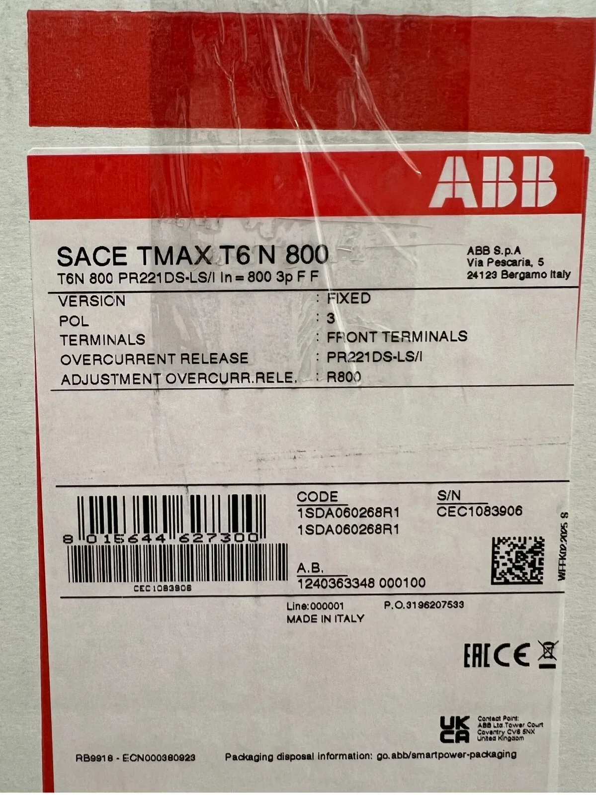 ABB T6N 800 1SDA060268R1 5