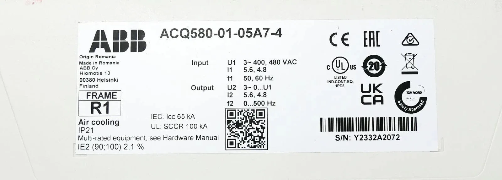 ABB ACQ580-01-05A7-4 2
