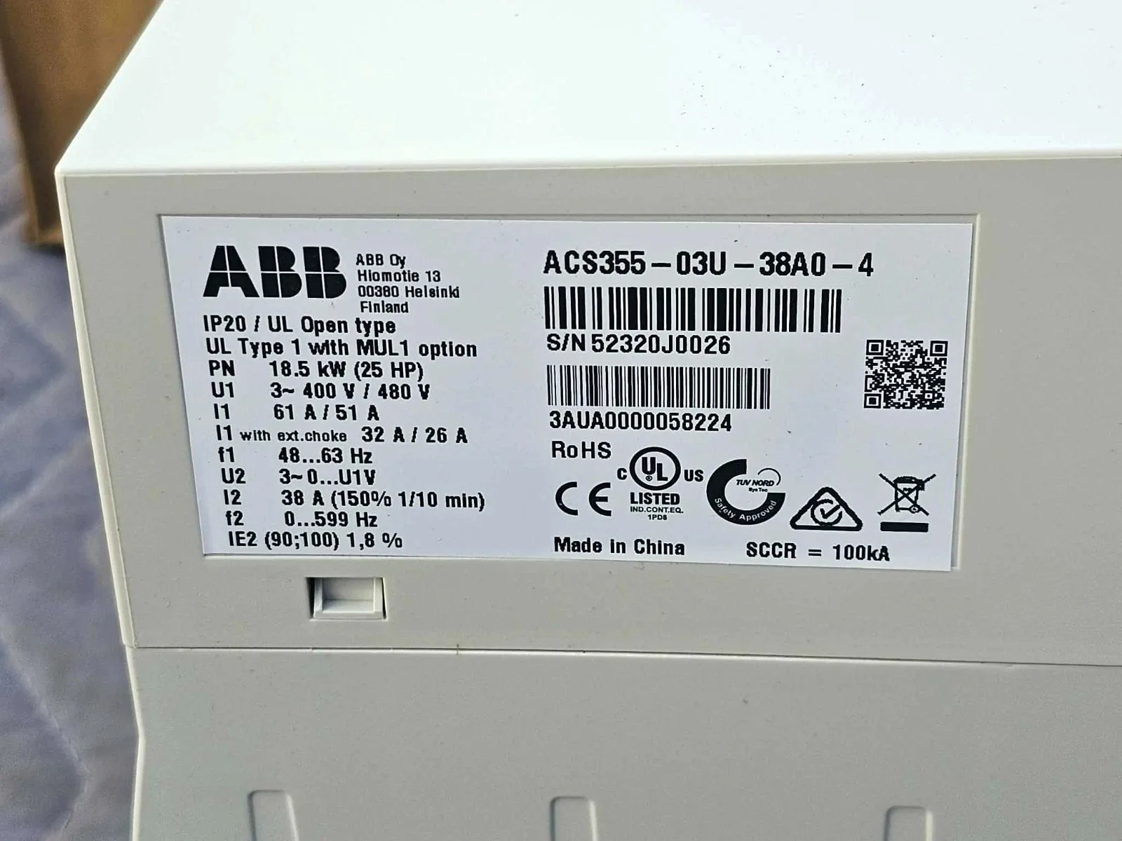 ABB ACS355-03U-38A0-4 5