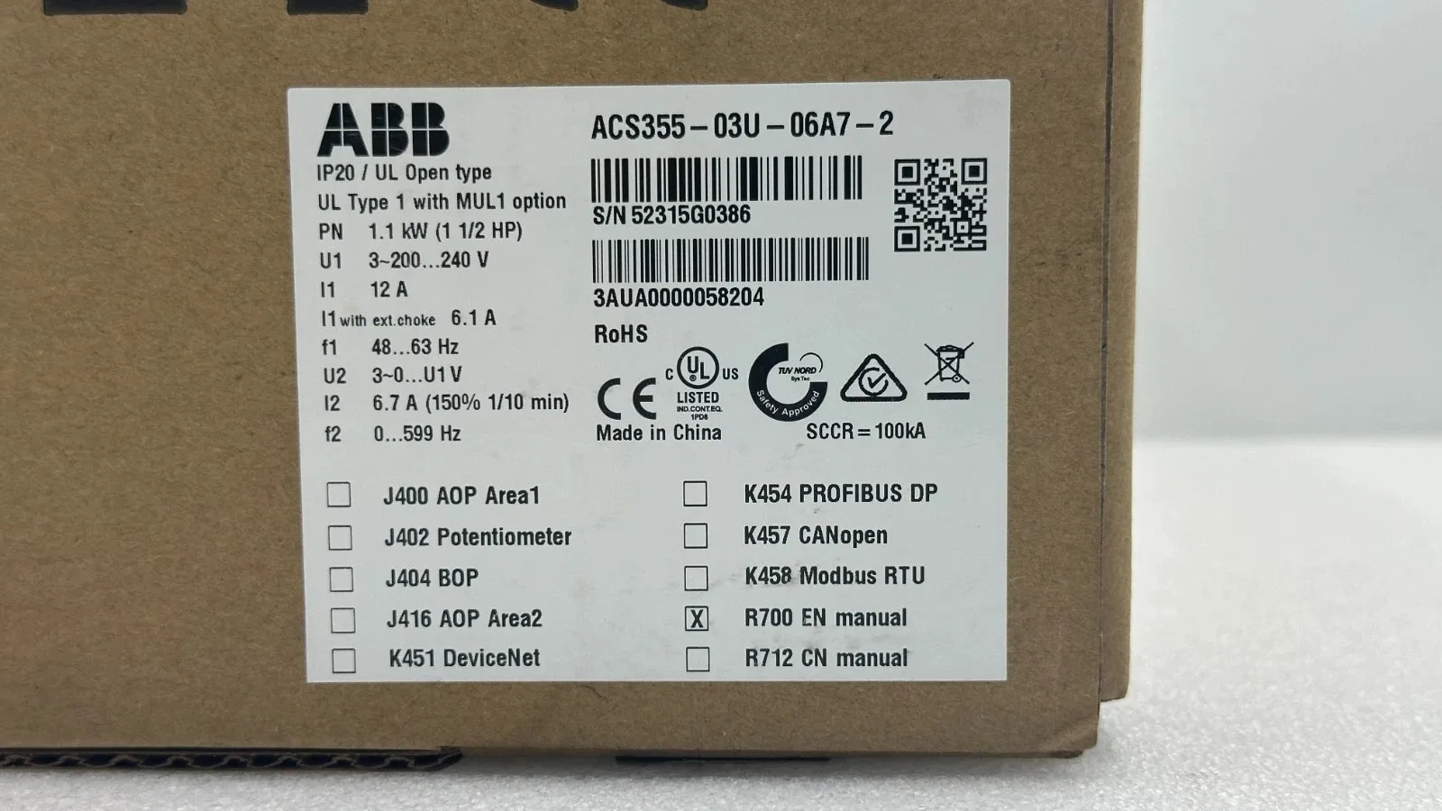 ABB ACS355-03U-06A7-2 2