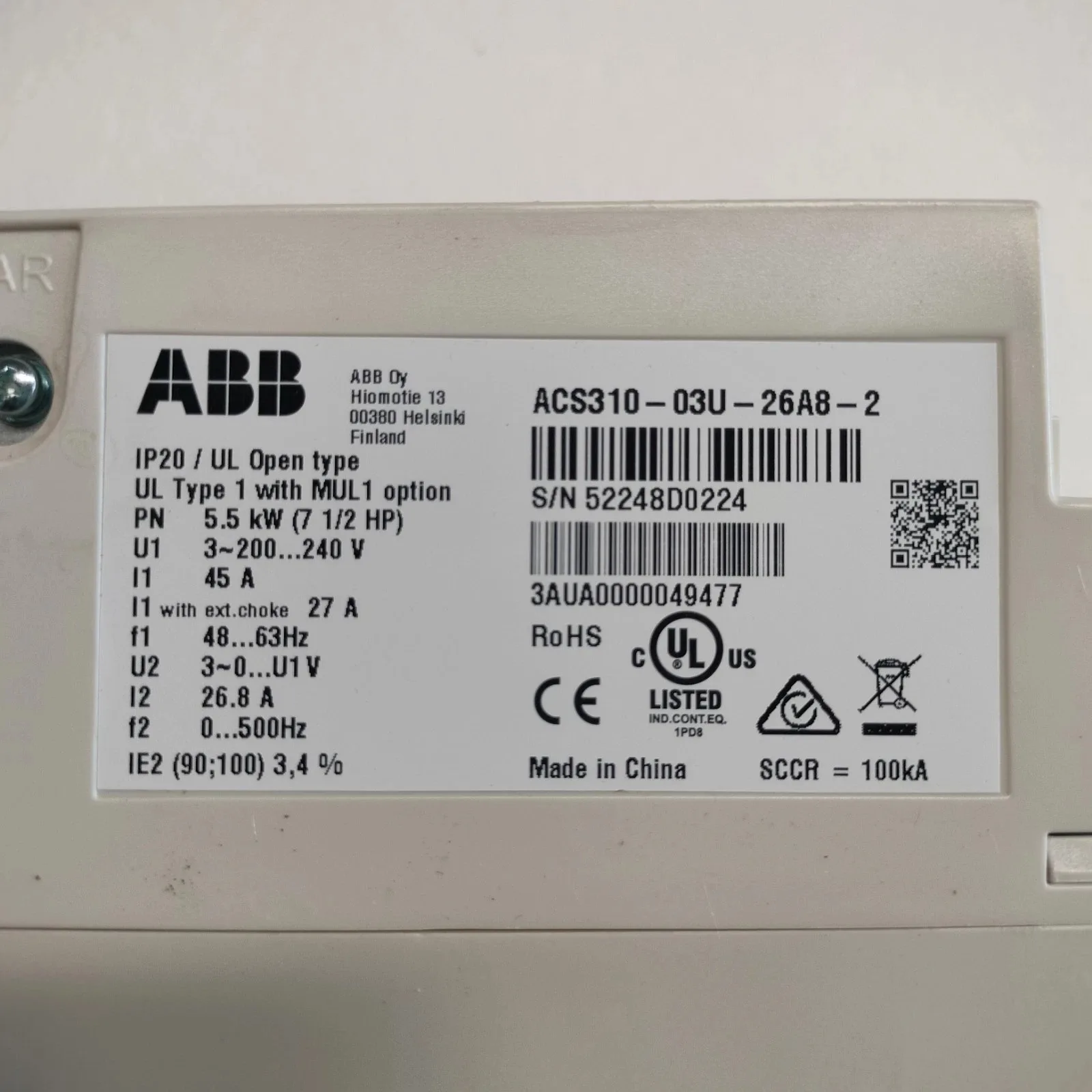 ABB ACS310-03U-26A8-2 4