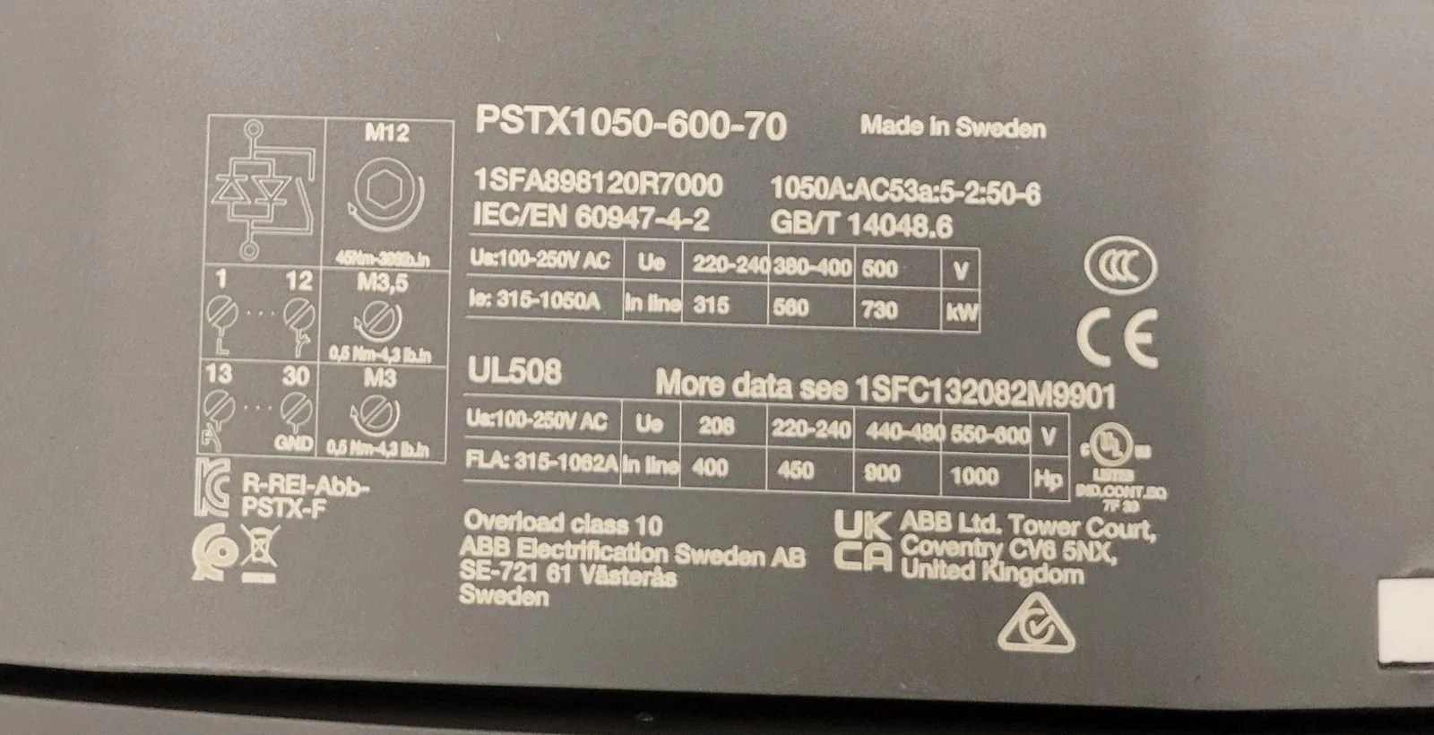 ABB PSTX1050-600-70 1SFA898120R7000 7