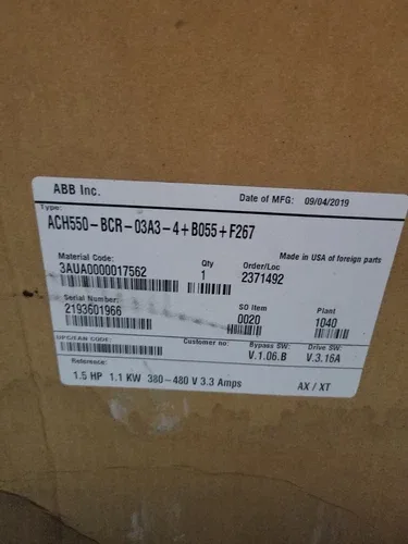 ABB ACH550-BCR-03A3-4+B055+F267 3.3KVA 380-480V 2