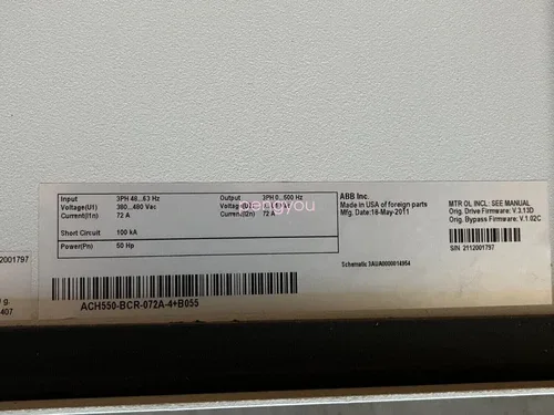 ABB ACH550-BCR-072A-4+B055 50HP