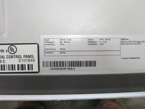 ABB ACH550-BCR-125A-4 100 HP AC VS Drive 3PH 480V ACH-550 ACH550BCR125A4 100HP 2