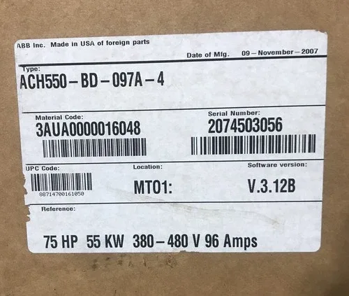 ABB HOUSTON ACH550-BD-097A-4 VARIABLE FREQUENCY DRIVE 75 HP 480V 55KW