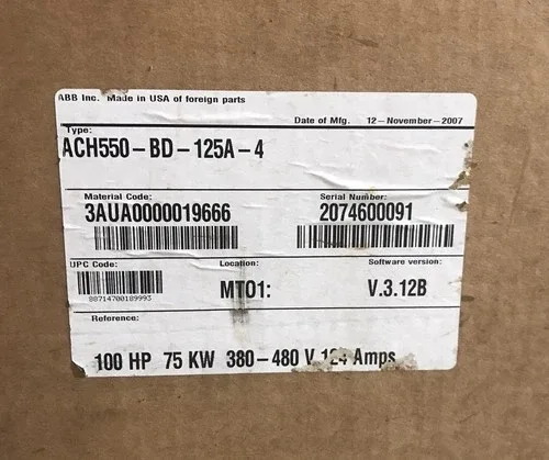 ABB HOUSTON ACH550-BD-125A-4 VARIABLE FREQUENCY DRIVE 124 A 75KW 480V