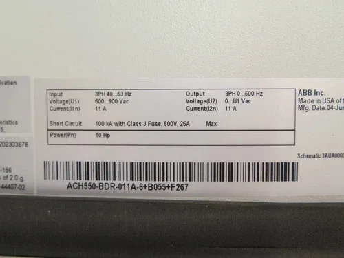 ABB ACH550-BDR-011A-6+B055+F267 Hvac AC Drive 10HP 500-600Vac 11A * READ * 2