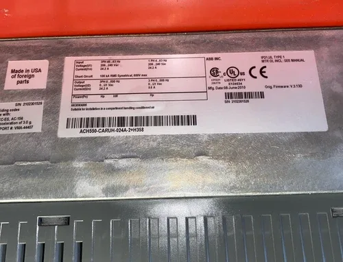 ABB DRIVE ACH550-CARUH-024A-2+H358 3