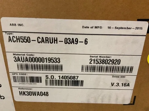 ABB ACH550-CARUH-03A9-6 Variable Frequency Drive HK30WA048 V.3.16A 2