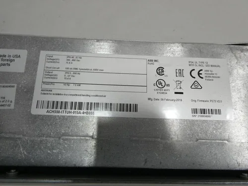 ABB ACH550-ITTUH-015A-4+B055 Ac Vfd Drive 0-500hz 0-480v-ac 10hp 4