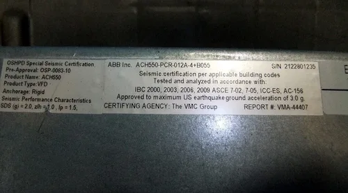 ABB AC Drive ACH550-PCR-012A-4+B055 7.5 HP 3