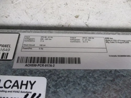 ABB ACH550-AC Drive with Disconnect ACH550-PCR-017A-2 5HP 3Ph 2
