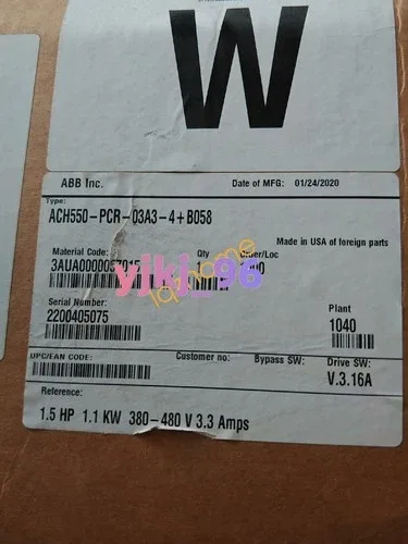 ABB ACH550-PCR-03A3-4+B058 AC Drive
