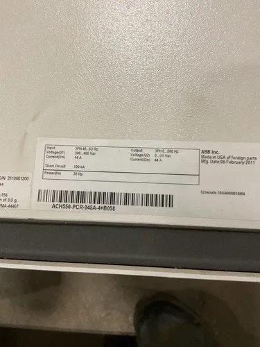 ABB ACH550-PCR-045A-4+B058 HVAC Enclosed Control Panel 4107FMLJ7 3