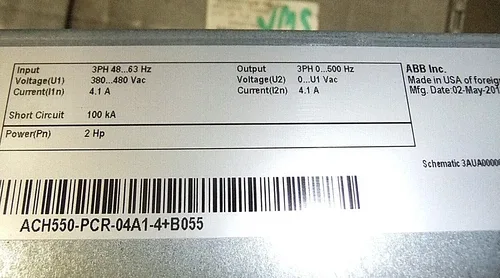 ABB AC Drive ACH550-PCR-04A1-4+B055 2 HP 3