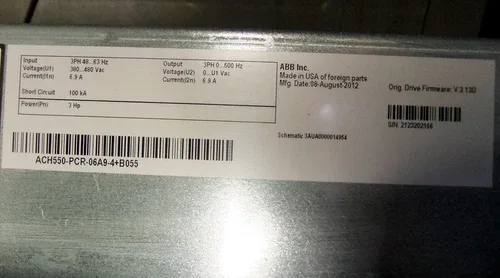 ABB AC Drive ACH550-PCR-06A9-4+B055 3 HP 3