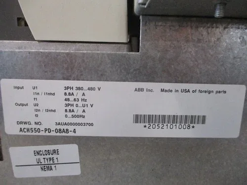 ABB ACH550 AC Drive with Disconnect ACH550-PD-08A8-4 5HP 3Ph 2