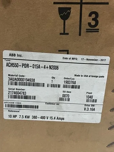 ABB ACH550-PDR-015A-4+N2006 Inverter 10 HP 7.5 KW 380-480v 15.4 Amps 2