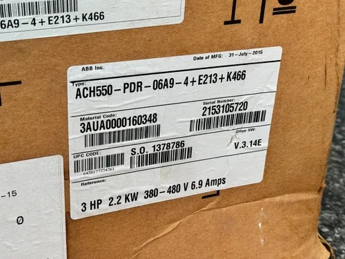 ABB ACH550-PDR-06A9-4+E213+K466 Packaged HVAC AC Drive 3HP 480V Disconnect 2