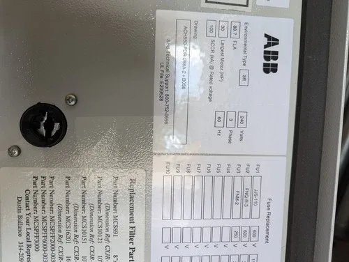 ABB 30hp Vfd Ach550-pdr-088a-2 100ka 88a 208-240v 3ph with disconnect 1 Y 2