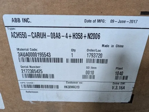 ABB ACH550-CARUH-06A9-4 Variable Frequency Drive HK30WA008 V.3.16A 3