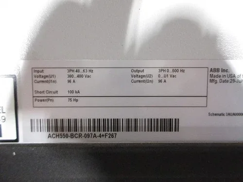 ABB 75HP VFD ACH550-BCR-097A-4 Variable frequency drive WITH BYPASS 3
