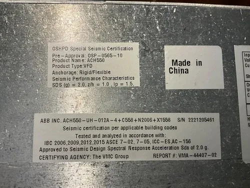 ABB ACH550-UH-012A-4 HVAC Drive 2022 MFG date ACH550-UH-012A-4+C558+N2006+x1558 4
