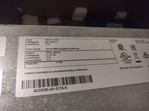 ABB ACH550-UH-017A-6 AC VFD Drive 15HP 11kW 500-600V 17A 3