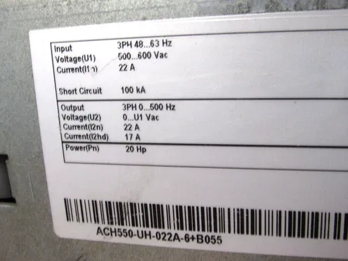 ABB DRIVE 20HP / ACH550-UH-022A-6 3