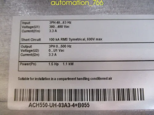 ABB AC Drive ACH550-UH-03A3-4+B055 1.5HP 4