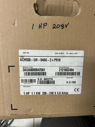 ABB ACH550-UH-04A6-2+P918 1 HP 208v/240v 60Hz 3Ph 2
