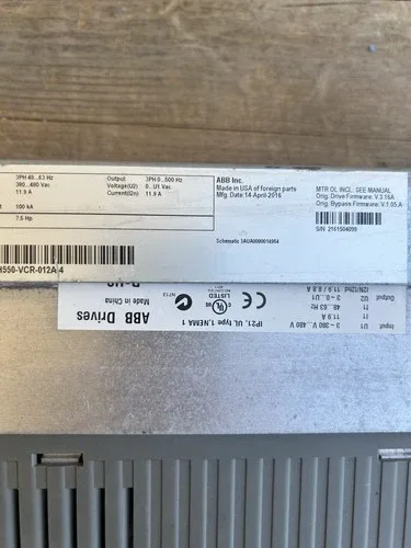 ABB ACH550 ACH550-VCR-012A-4 7.5HP 3PH 380 480VAC Not 2