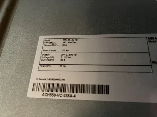 ABB ACH550-VC-038A-4 25HP 3PH 380-480VAC AC DRIVE with BYPASS 2