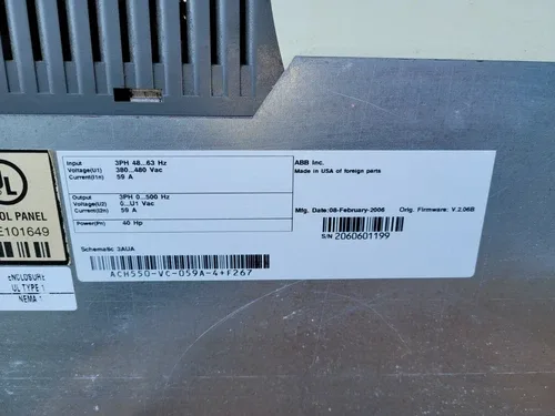 ABB 40 HP HVAC Variable Frequency Drive ACH550-VC-059A-4+F267 4