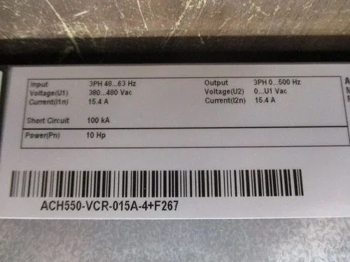 ABB ACH550 AC Drive with Bypass ACH550-VCR-015A-4+F267 10HP 3Ph with Keypad 4