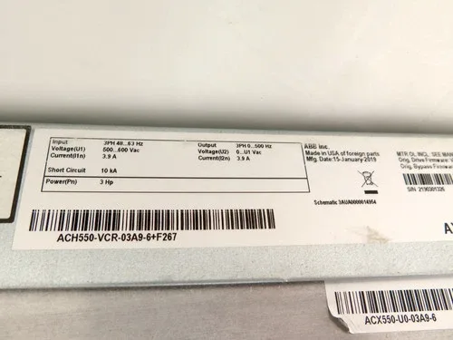 ABB ACH550-VCR-03A9-6 AC Drive 3HP 500-600Vac 3.9A 2