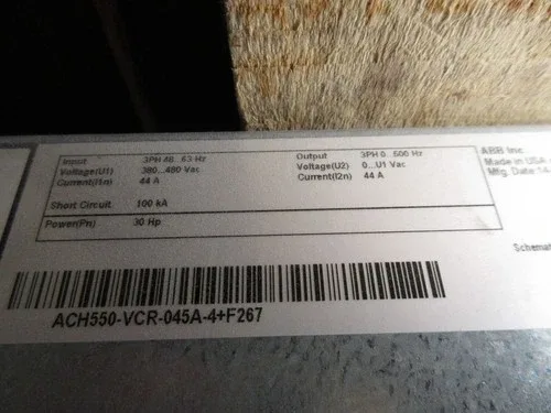 ABB ACH550 AC Drive with Bypass ACH550-VCR-045A+F267 30HP 3Ph with Keypad 3