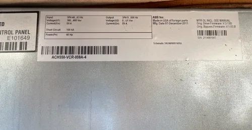 ABB ACH550-VCR-059A-4 40HP 380/480VAC 3PH FREQUENCY DRIVE 2