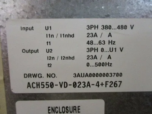 ABB ACH550 AC Drive with Bypass ACH550-VD-023A-4+F267 15HP 3Ph 2