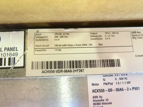 ABB ACH550-VDR-06A6-2 AC Drive 1.5HP 208-240Vac 6.6A 2
