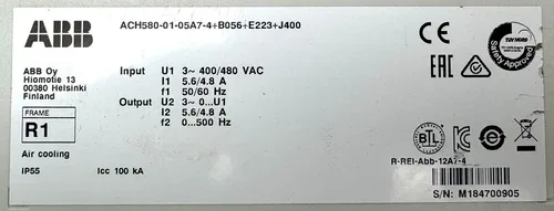 ABB ACH580-01-05A7-4+B056+E223+J400 Inverter 2.2kW 3 ~ 400/480VAC - / Attn 3